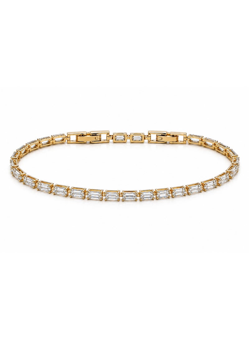 3Diamonds Gold Plated Emerald-Cut Zircon Tennis Bracelet for Women - Image 1