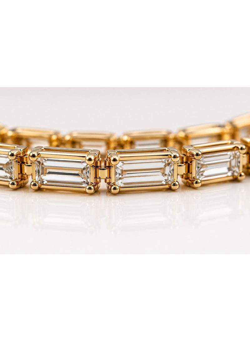 3Diamonds Gold Plated Emerald-Cut Zircon Tennis Bracelet for Women - Image 4
