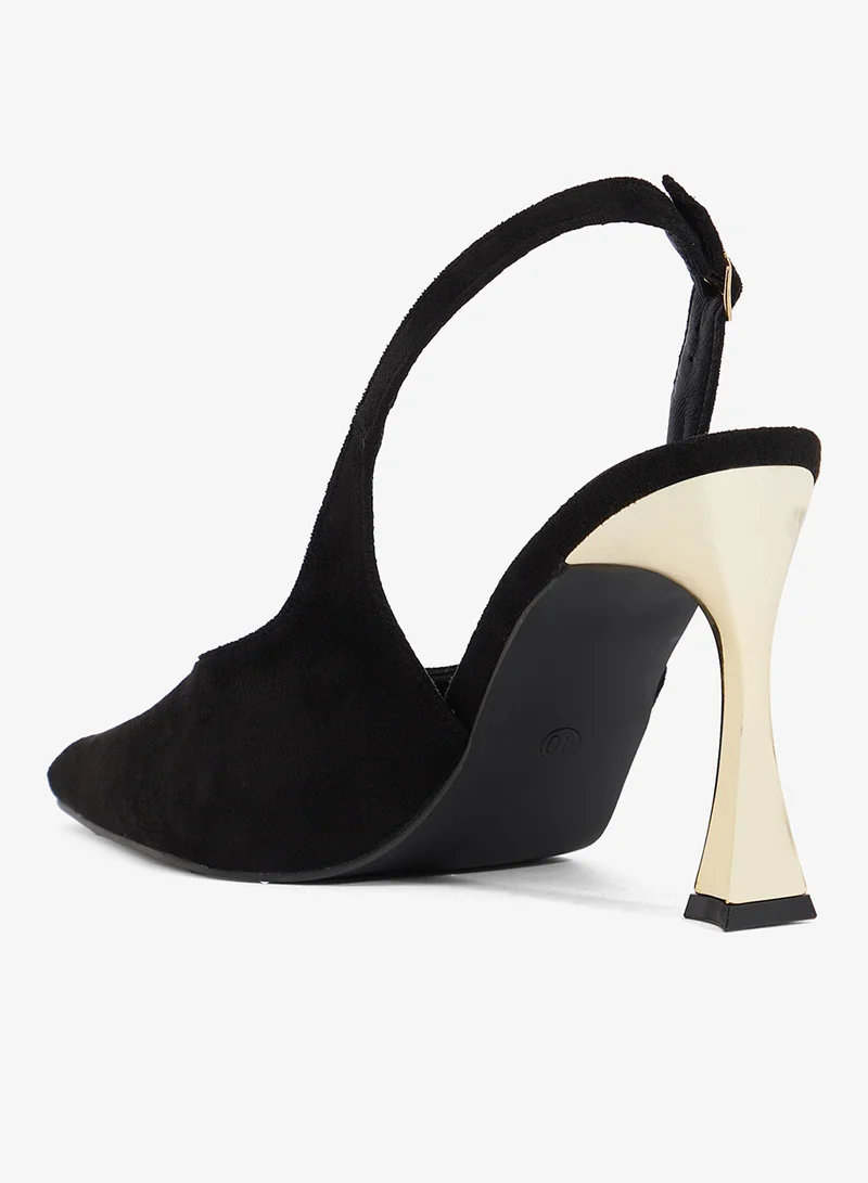Ella Limited Edition Black Sling Back Pumps With Statement Heel for Women | Best Price UAE