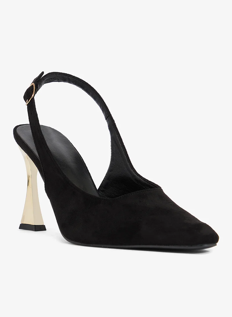 Ella Limited Edition Black Sling Back Pumps With Statement Heel for Women | Best Price UAE