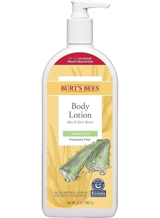 Burt's Bees Body Lotion For Sensitive Skin With Aloe & Shea Butter, 12 Oz - Image 1