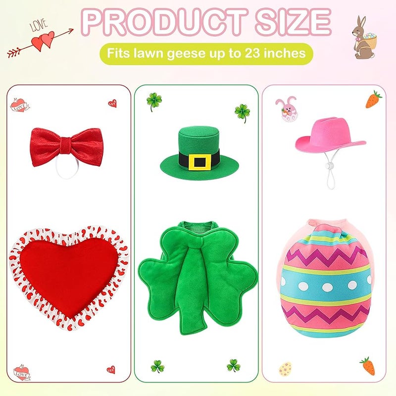 FuWeave 3 Set Valentine's Day Goose Outfit St. Patrick Easter Lawn Porch Animal Clothes Goose Easter Patio Yard Lawn - Image 2