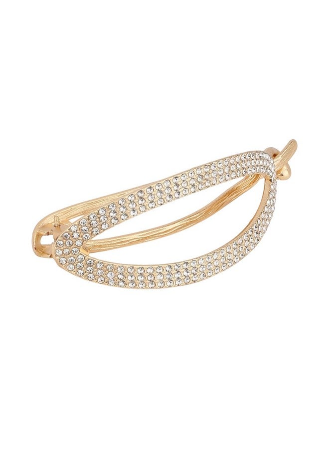 Diversa Metal Hair Claw Clip with Gold-Toned and White Embellishments, 1 cm Length, Western Style - Image 1