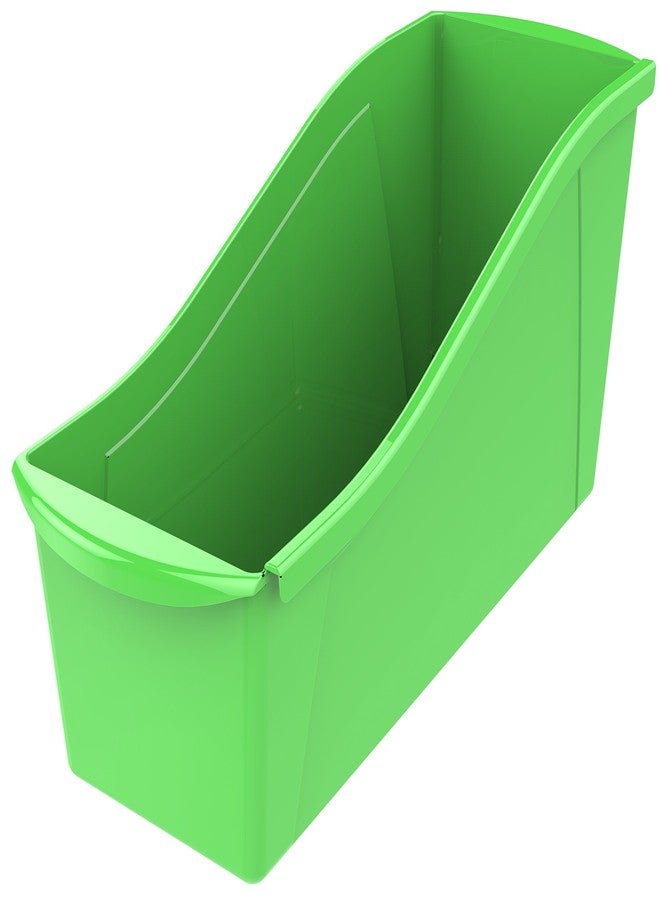 Storex Large Book Bin, Interlocking Plastic Organizer for Home, Office and Classroom, Green, 6-Pack (71104U06C) - Image 2
