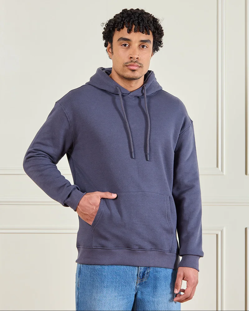 ردتاغ Men Navy Hoodeed Lounge Sweatshirt