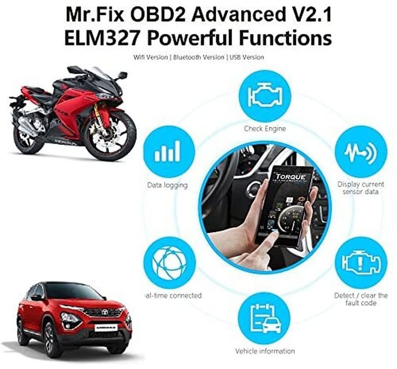 mr.fix Mr Fix? New & Advanced OBD Bluetooth Auto Scanner OBDII 2 Car ELM 327 Diagnostic Tool Scanner Interface Supports All OBD2 Protocols Compatible with Coupe - Image 3