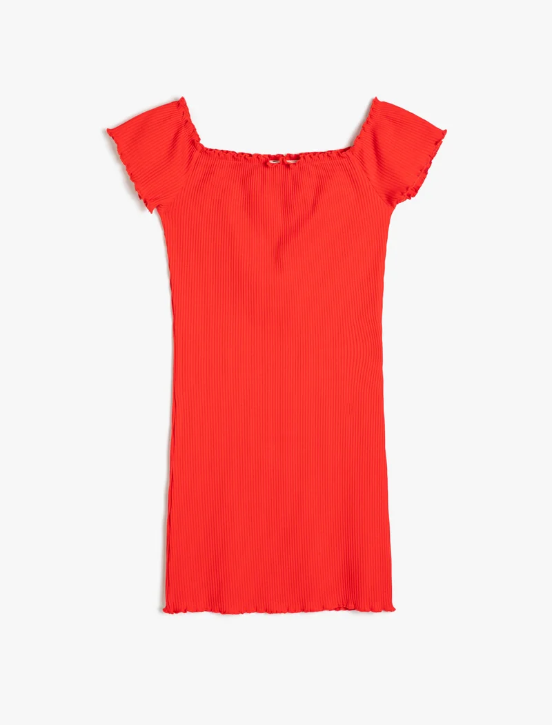 KOTON Koton | Ribbed Short Sleeves Cotton Dress