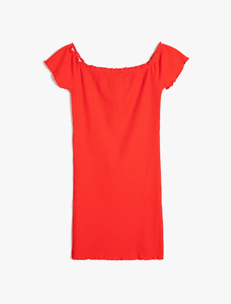 KOTON Koton | Ribbed Short Sleeves Cotton Dress