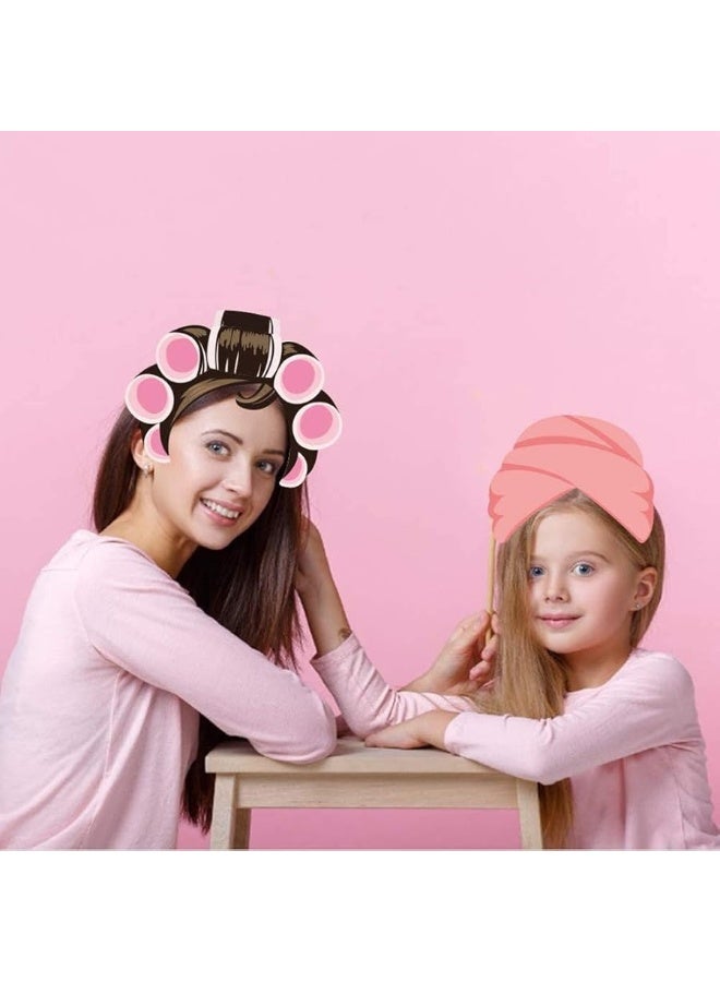 Coppthinktu 25Pcs Spa Photo Booth Props with Stick MakeupSpa Party Decorations for Women Girls Birthday Party Decorations Makeup Selfie Props - Image 5