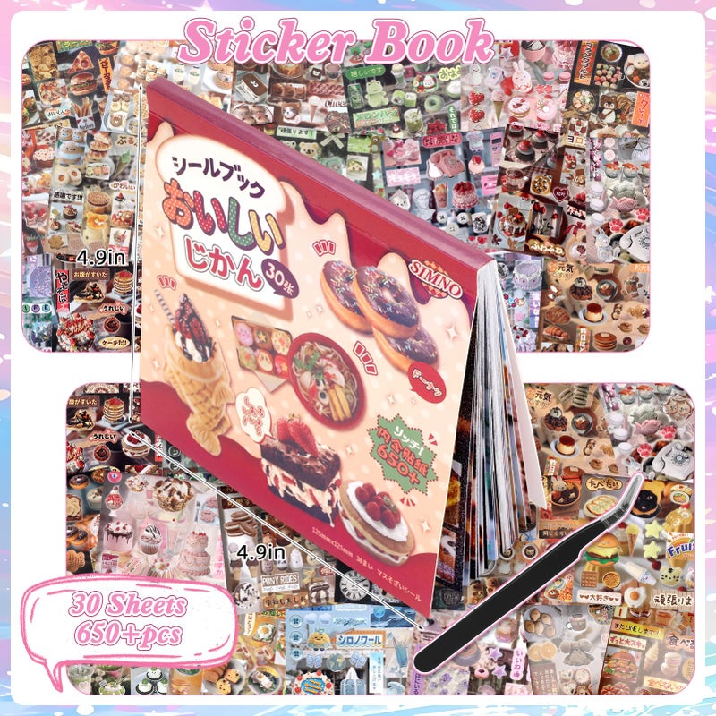 Tmtains 650Pcs Cute Scrapbook Stickers Travel Y2K Japanese Sticker Book for Adult Kawaii Korean Stickers for Journaling Heisei Retro Aesthetic Sticker Food Manga Style Decor for DIY Crafts Junk Journal Gifts - Image 3