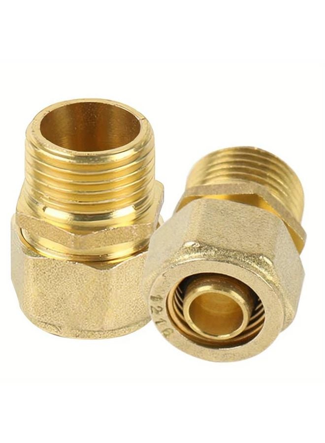 2Pcs 20mm X 1 2 AG Yellow Brass Compression Fittings For Multi Layer Aluminum Tube - Image 2