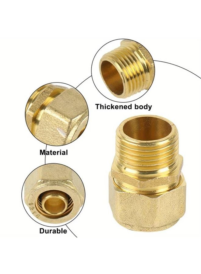 2Pcs 20mm X 1 2 AG Yellow Brass Compression Fittings For Multi Layer Aluminum Tube - Image 4