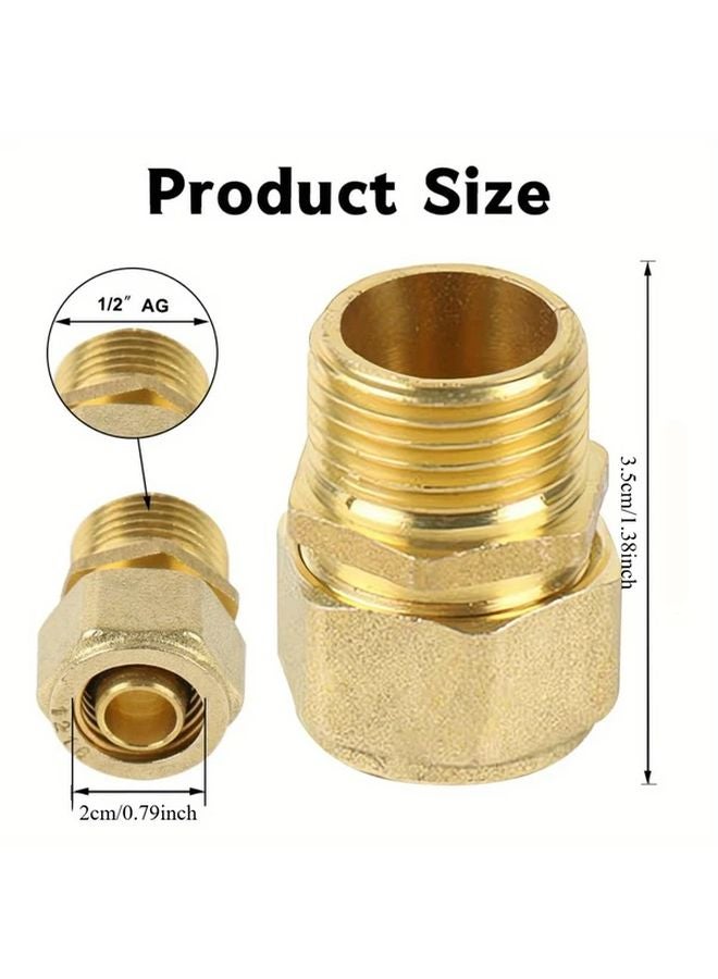 2Pcs 20mm X 1 2 AG Yellow Brass Compression Fittings For Multi Layer Aluminum Tube - Image 3