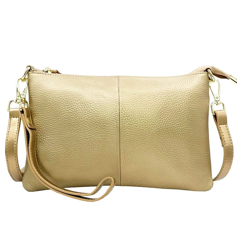 Beurlike Leather Wristlet Wallet Clutch Purses For Women Small Crossbody Phone Bags(Gold) - Image 1