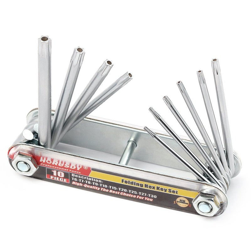 HORUSDY Tamper Proof Star Key Set (Folding) Security Torx Key Set Sizes Include T-6 to T-30 - Image 1
