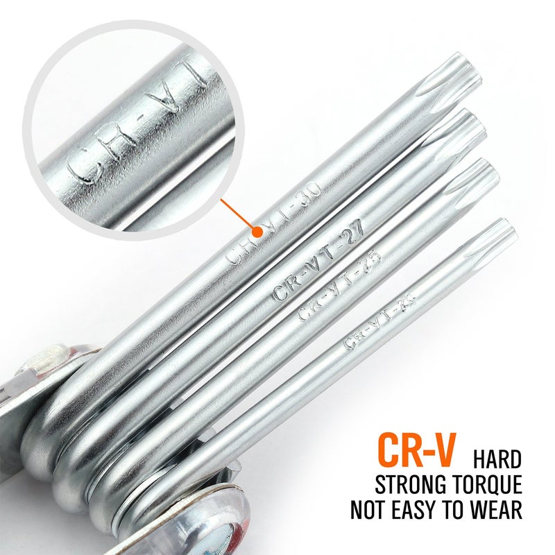 HORUSDY Tamper Proof Star Key Set (Folding) Security Torx Key Set Sizes Include T-6 to T-30 - Image 4