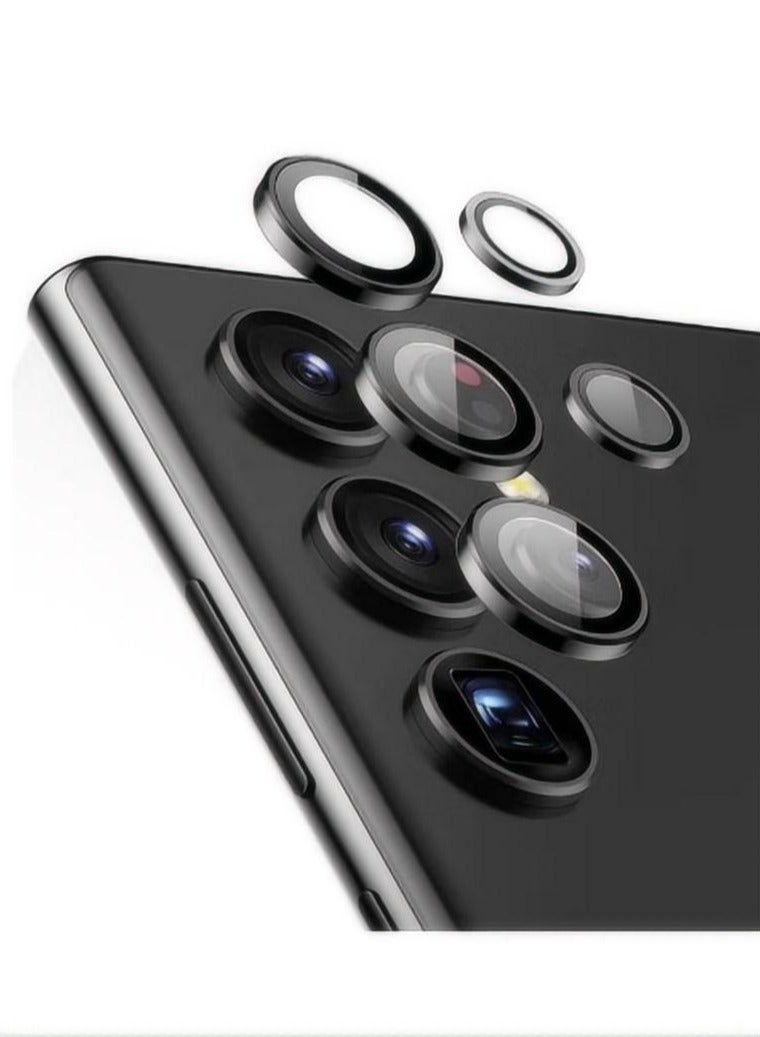 Camera Lens Glass Protector With Ring For Samsung Galaxy S22 Ultra - Black - Image 1