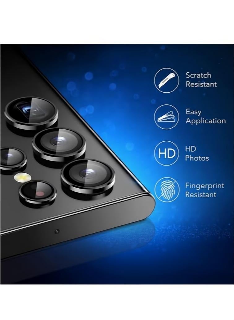 Camera Lens Glass Protector With Ring For Samsung Galaxy S22 Ultra - Black - Image 2