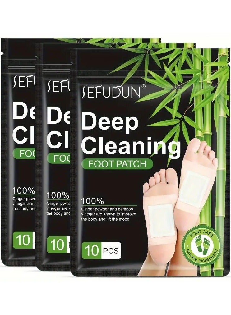 Sefudun 30PCS Deep Cleansing Foot Pads, Adhesive Sheets for Foot and Body Care Better, Natural Ginger Powder Bamboo Vinegar Foot Patches for Pain Relief, Relieve Stress, Relaxation  - Image 1