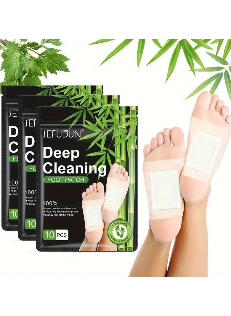 Sefudun 30PCS Deep Cleansing Foot Pads, Adhesive Sheets for Foot and Body Care Better, Natural Ginger Powder Bamboo Vinegar Foot Patches for Pain Relief, Relieve Stress, Relaxation  - Image 2
