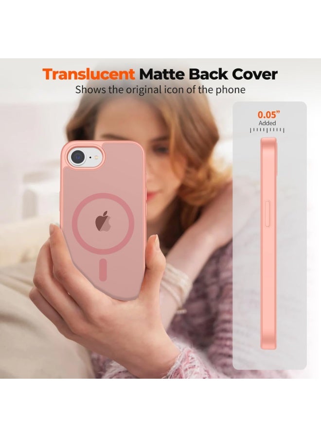 Magnetic for iPhone 16e Case, [Compatible with MagSafe] [10 FT Military Grade Drop Protection] Slim Translucent Matte Shockproof Anti-Scratch Phone Case, (Pink) - Image 3