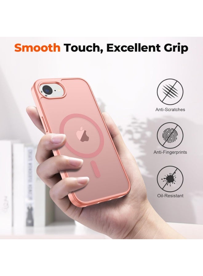 Magnetic for iPhone 16e Case, [Compatible with MagSafe] [10 FT Military Grade Drop Protection] Slim Translucent Matte Shockproof Anti-Scratch Phone Case, (Pink) - Image 4
