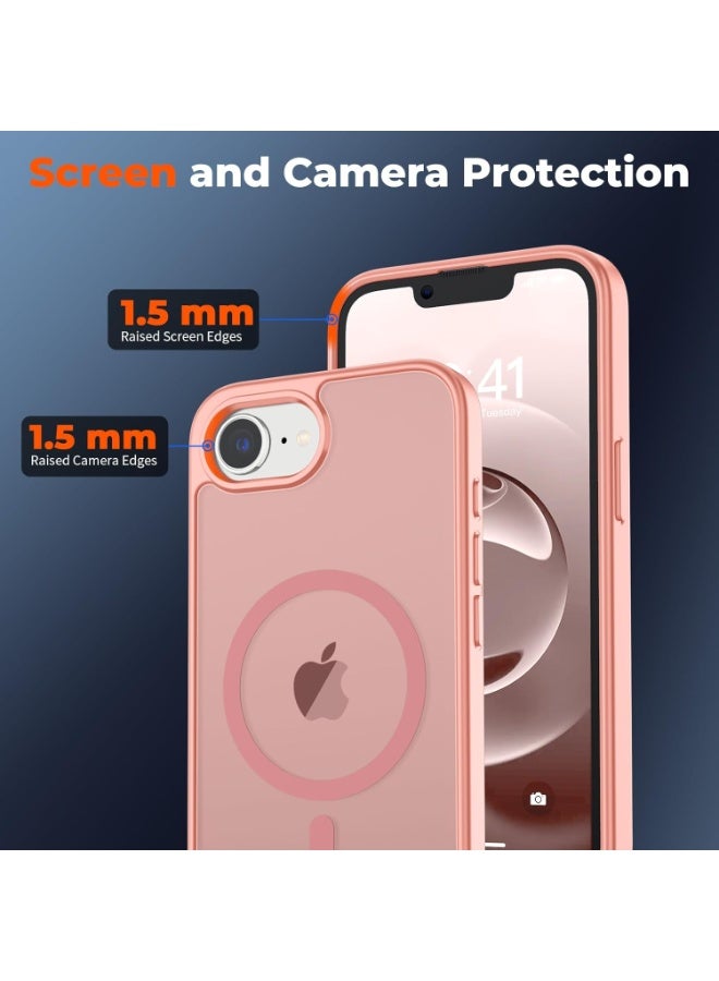 Magnetic for iPhone 16e Case, [Compatible with MagSafe] [10 FT Military Grade Drop Protection] Slim Translucent Matte Shockproof Anti-Scratch Phone Case, (Pink) - Image 2