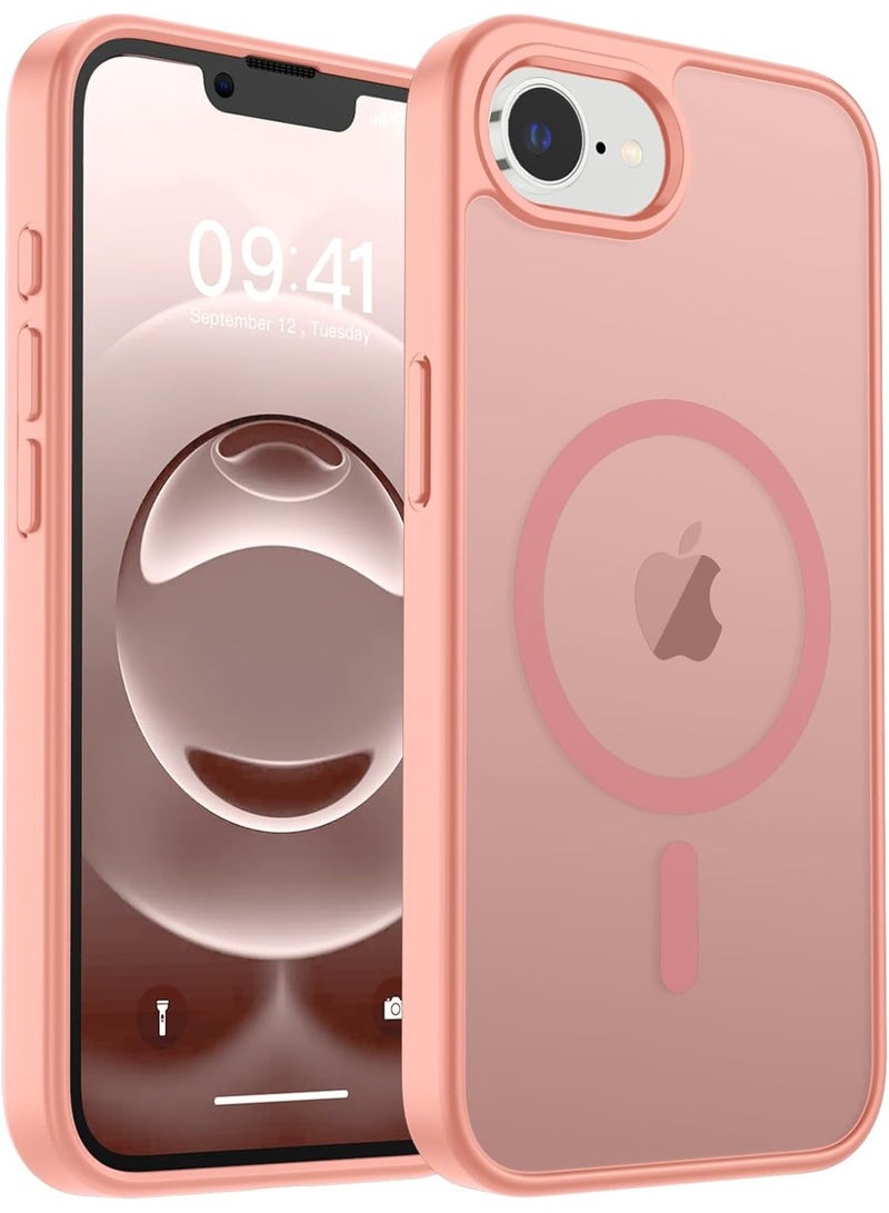 Magnetic for iPhone 16e Case, [Compatible with MagSafe] [10 FT Military Grade Drop Protection] Slim Translucent Matte Shockproof Anti-Scratch Phone Case, (Pink) - Image 1