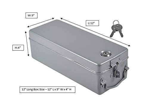 JAYCO Aluminum Bank Locker SafeCash BoxJewellery Storage Box 30 cm x 12 cm x 10 cm Silver - Image 2