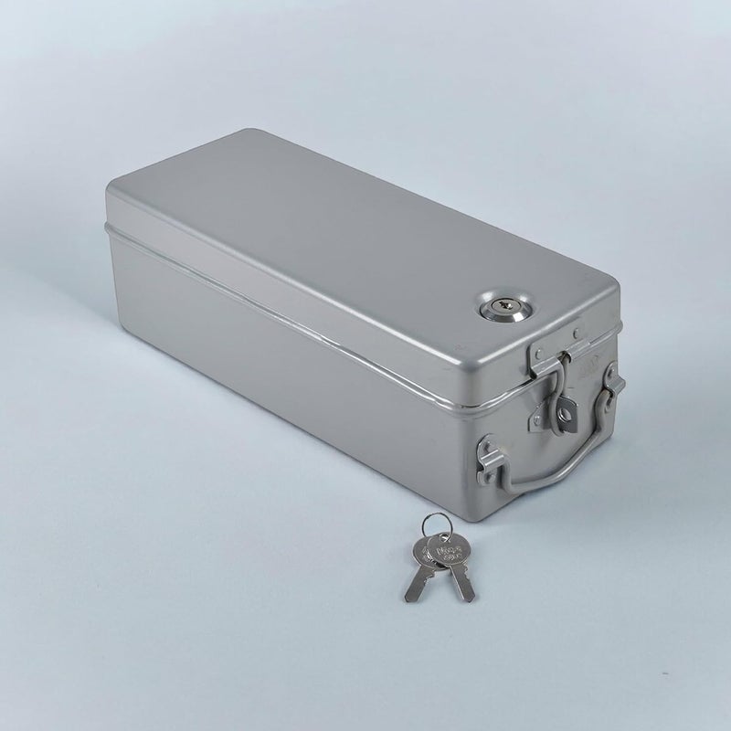 JAYCO Aluminum Bank Locker SafeCash BoxJewellery Storage Box 30 cm x 12 cm x 10 cm Silver - Image 1