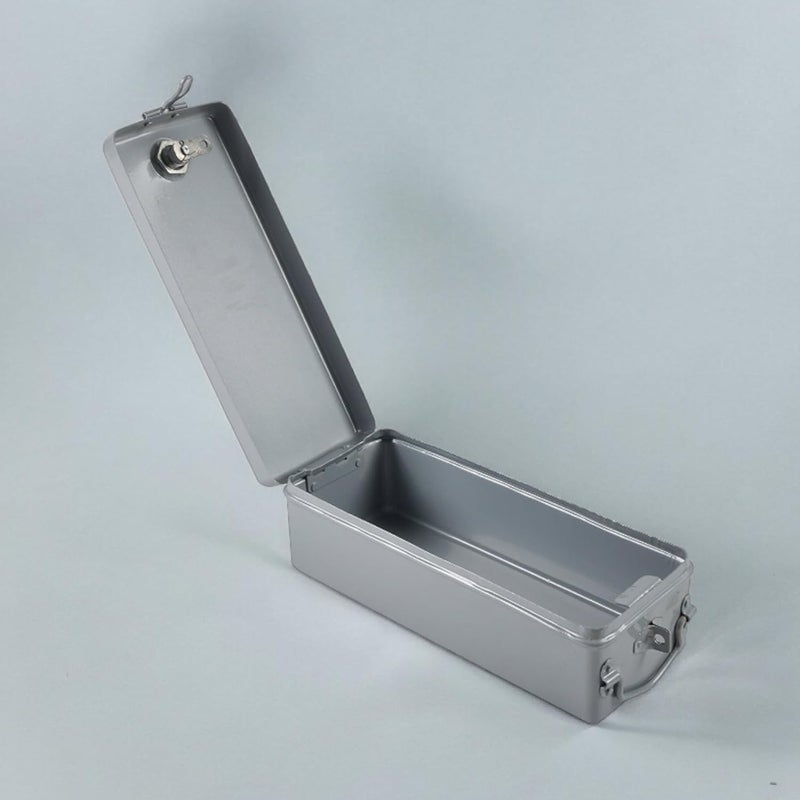 JAYCO Aluminum Bank Locker SafeCash BoxJewellery Storage Box 30 cm x 12 cm x 10 cm Silver - Image 3