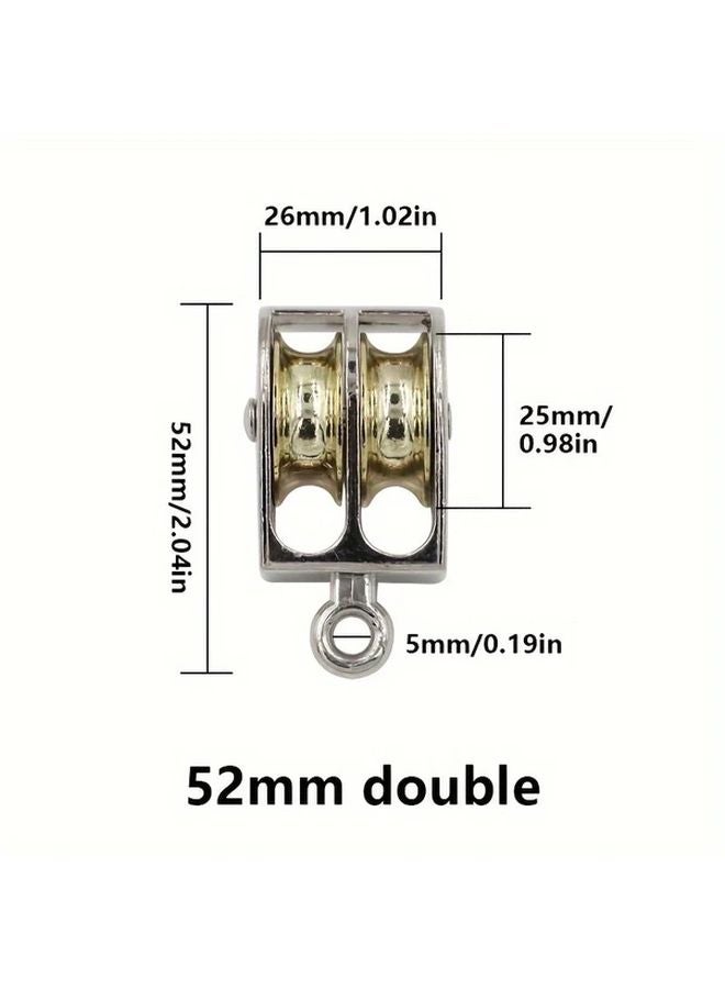 Double Pulley 52mm Zinc Alloy Metal Sheave Fixed Crown Block Tackle Lifting Wheel - Image 1