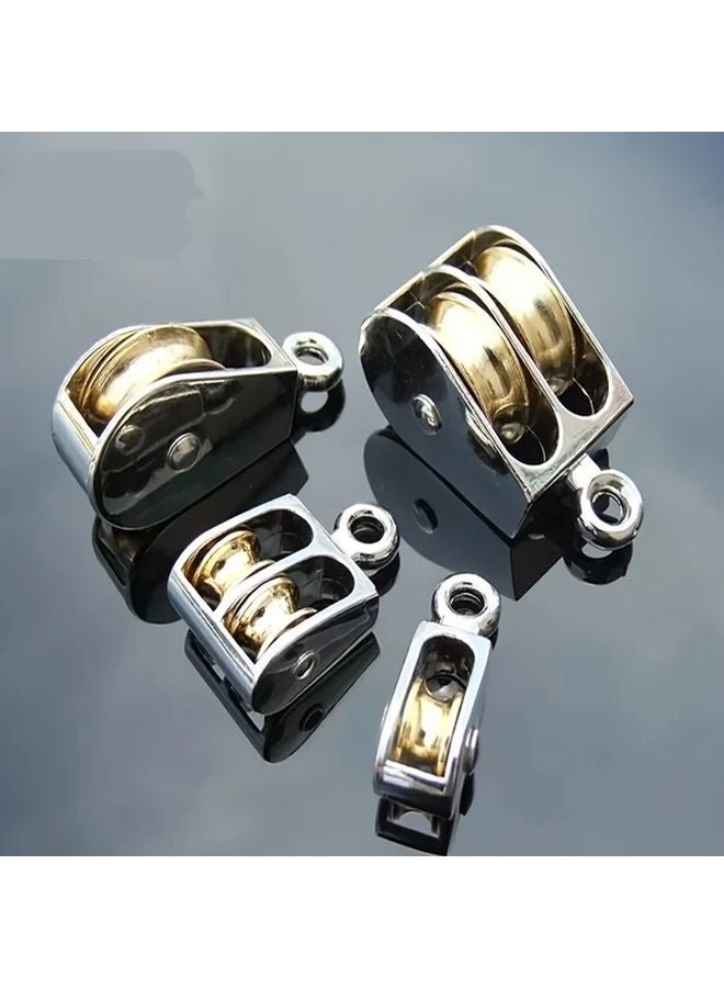 Double Pulley 52mm Zinc Alloy Metal Sheave Fixed Crown Block Tackle Lifting Wheel - Image 2