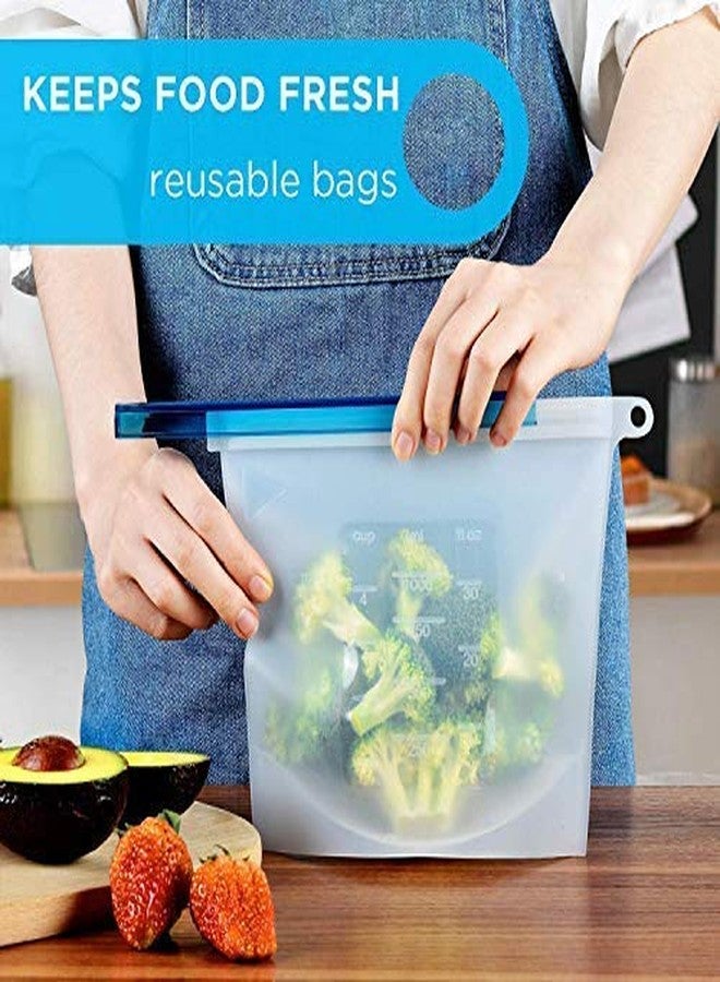 ATETO Silicone Food Storage Airtight Bag Silicon Reusable Storage Container Preservation Leakproof Ziplock Bag for Food, Snack,Vegetable,Meat for Fridge and Microwave freezer Bags (Pack Of 2) - Image 2
