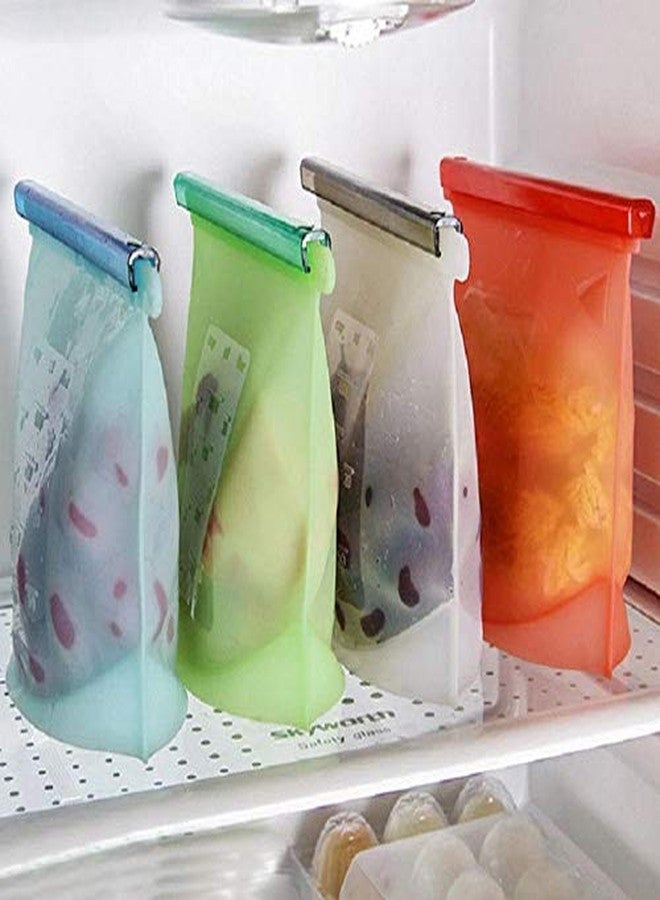 ATETO Silicone Food Storage Airtight Bag Silicon Reusable Storage Container Preservation Leakproof Ziplock Bag for Food, Snack,Vegetable,Meat for Fridge and Microwave freezer Bags (Pack Of 2) - Image 1