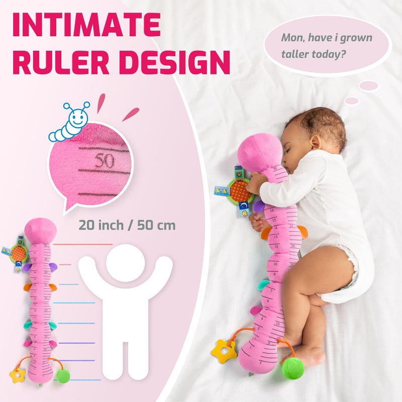 Sumobaby Baby Toys 0-6 6-12 Months Music Caterpillar Plush Toy With Baby Mirror  Pull String&Crinkle Rattle Infant Sensory Toys Tummy Time For 0-3-6-12 Month Boys Girls Newborn Gifts (Pink-Leaf) - Image 5