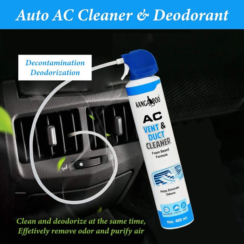 KANGAROO ® Car AC Vent & Duct Cleaner Odor Neutralizer Spray Form with Long Nosal Pipe for Effective Cleaning 400 ml - Pack of 5 - Image 3