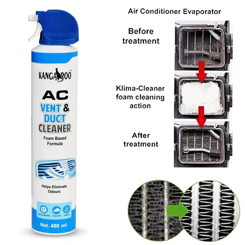 KANGAROO ® Car AC Vent & Duct Cleaner Odor Neutralizer Spray Form with Long Nosal Pipe for Effective Cleaning 400 ml - Pack of 5 - Image 5