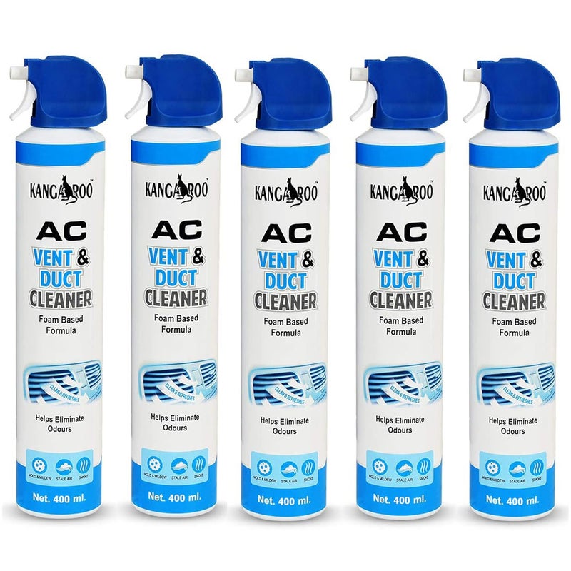 KANGAROO ® Car AC Vent & Duct Cleaner Odor Neutralizer Spray Form with Long Nosal Pipe for Effective Cleaning 400 ml - Pack of 5 - Image 1