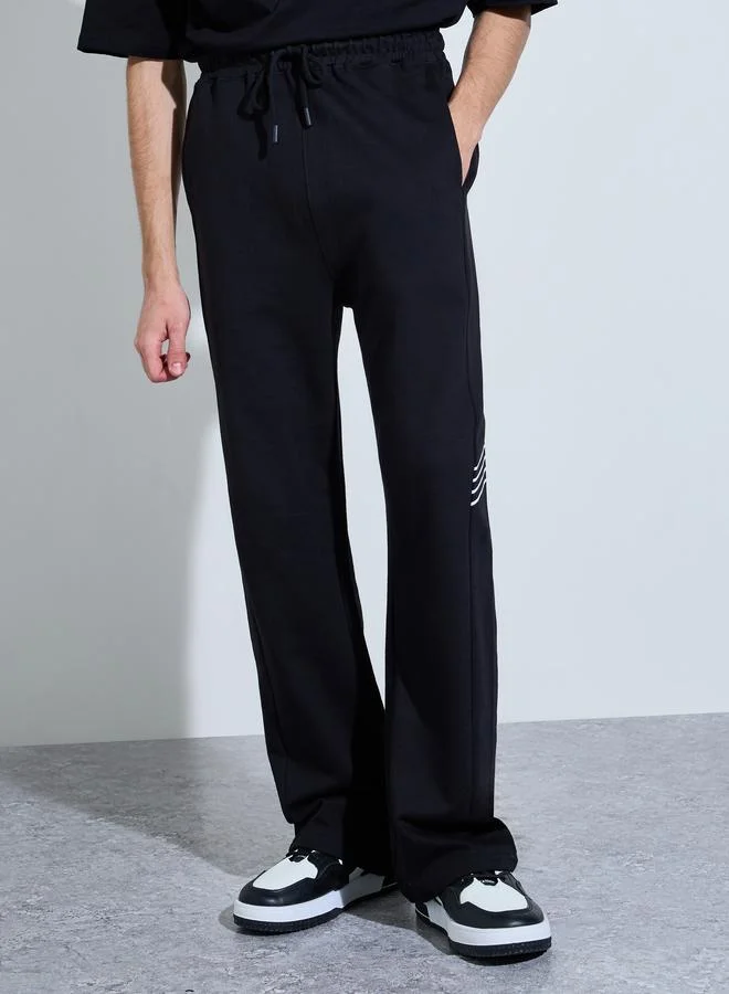 Styli Black Side Stripe Oversize Terry Joggers