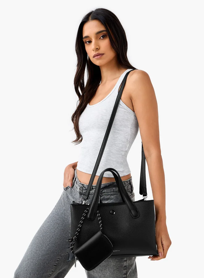 Flora Bella By Shoexpress Solid Tote Bag with Detachable Strap and Pouch