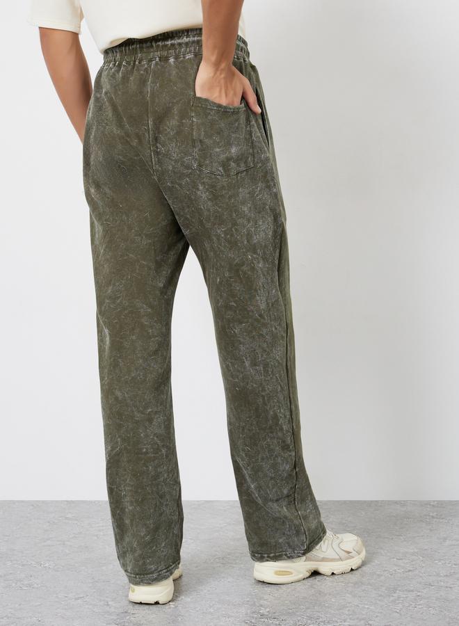 Styli Men Olive Acid Wash Oversized Joggers - Image 4