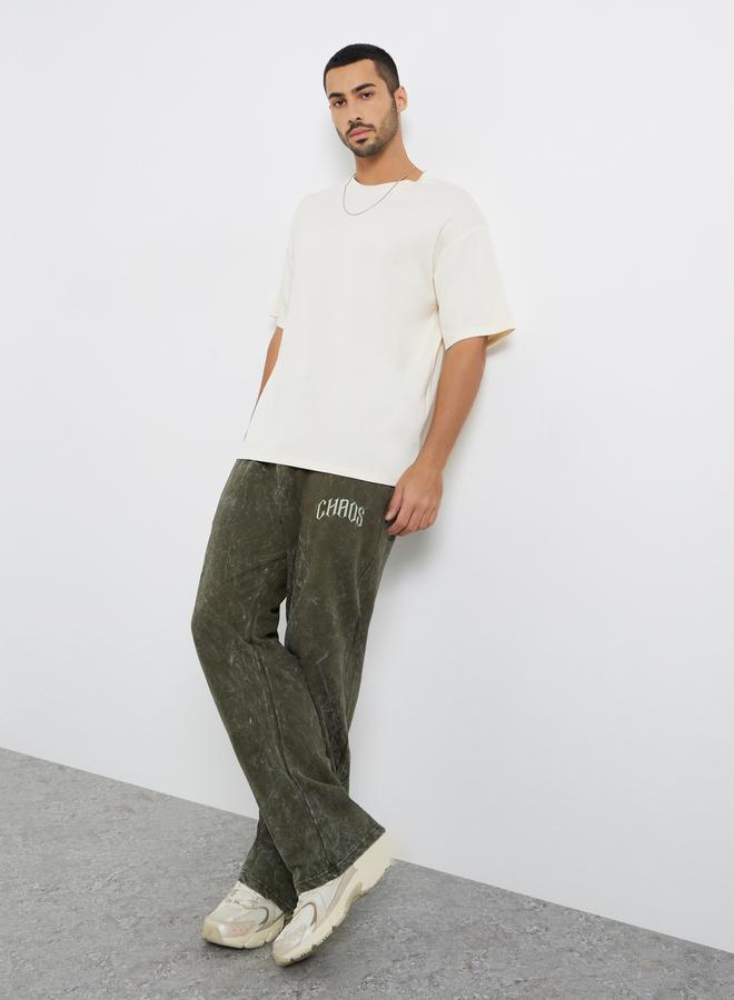 Styli Men Olive Acid Wash Oversized Joggers - Image 2