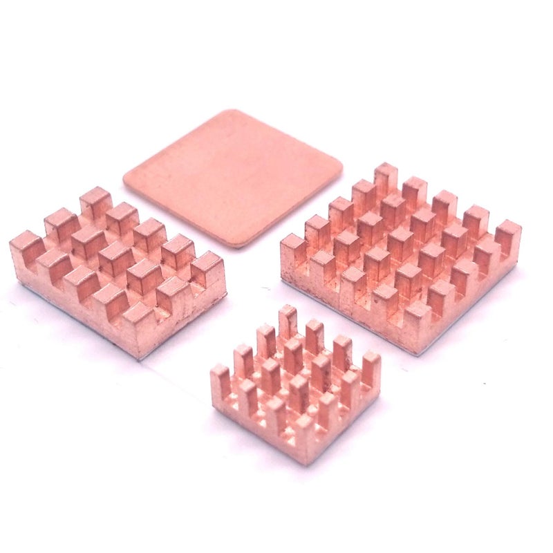Easycargo Raspberry Pi Copper Heatsink Kit + 3M 8810 Thermal Conductive Adhesive Tape for Cooling Cooler Raspberry Pi 3 B+, Pi 3 B, Pi 2, Pi Model B+ (3 pcs)