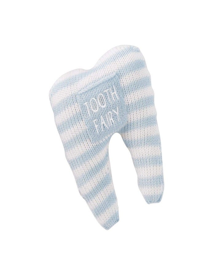 Mud Pie Tooth Knitted Pillows, 6" x 5", Blue and White Stripe - Image 2