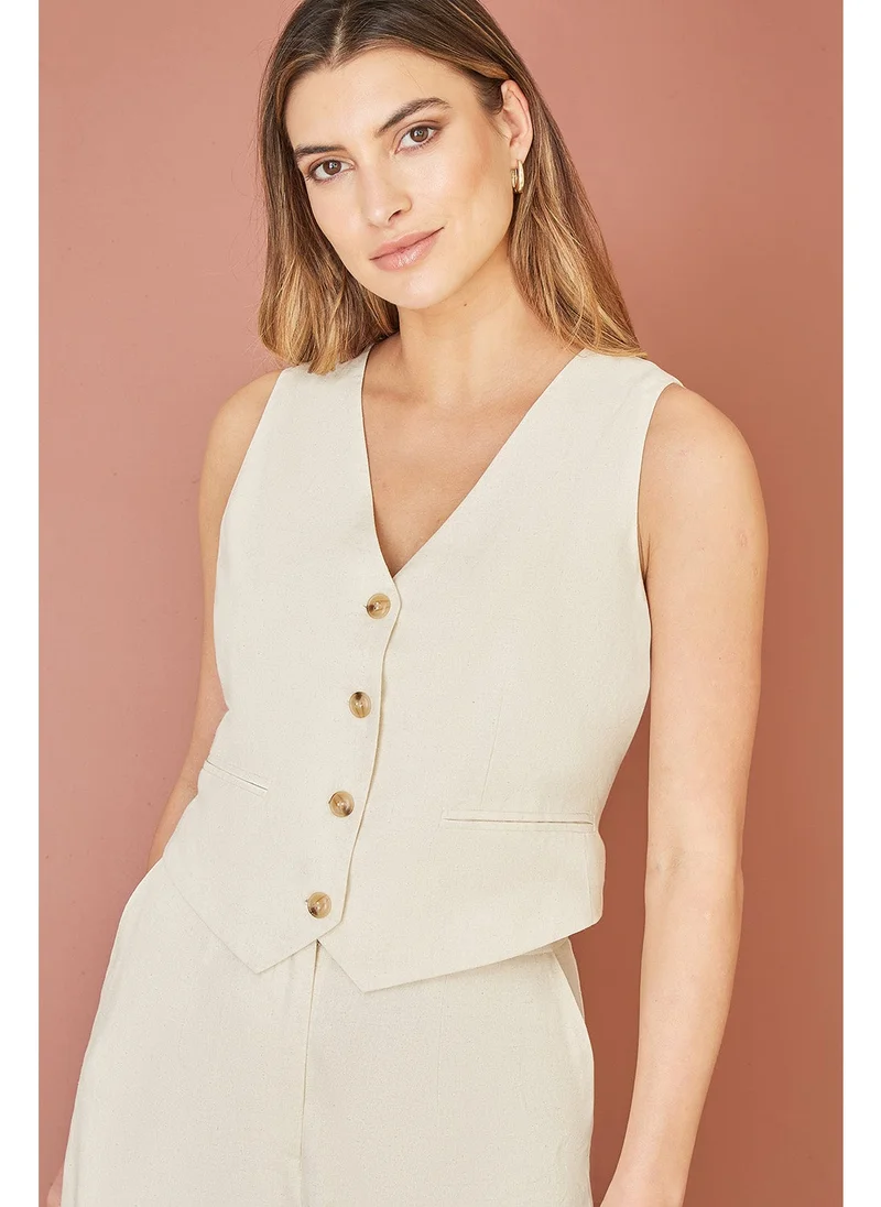 يامي Sustainable Cotton And Ramie Waist Coat Vest