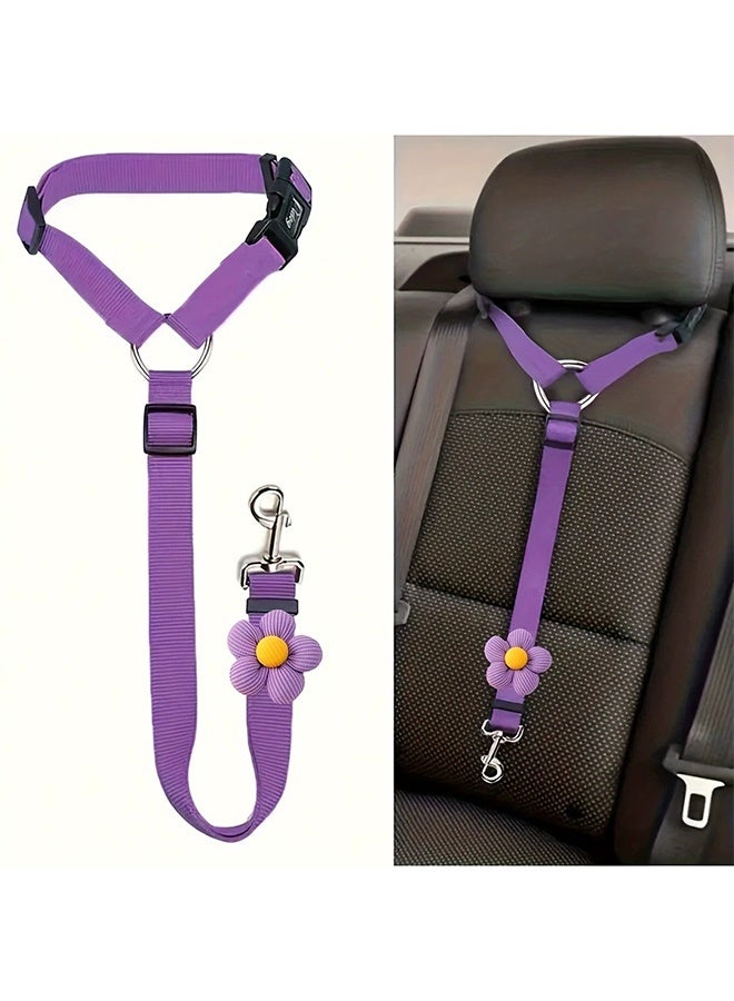 Dog Cat Safety Seat Belt Strap Car Headrest Restraint Adjustable Nylon Fabric Dog Restraints Vehicle Seatbelts Harness - Image 1