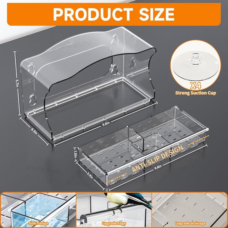 Bird Feeder for Window | Acrylic Mounted Feeding Tool,Window Mount Bird Feeder - for Indoor Outdoor Home Garden Patio Watching - Image 5