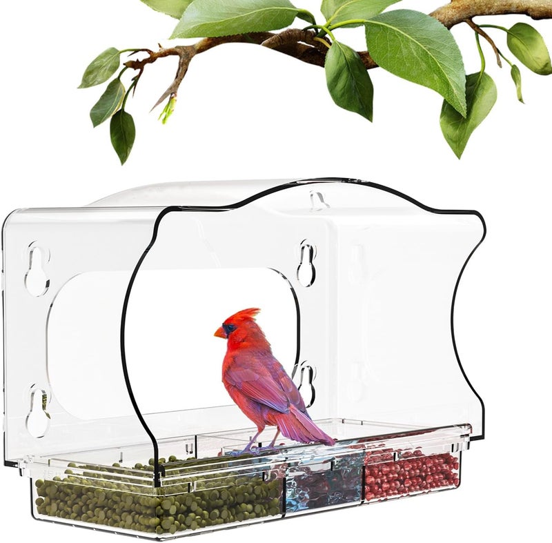 Bird Feeder for Window | Acrylic Mounted Feeding Tool,Window Mount Bird Feeder - for Indoor Outdoor Home Garden Patio Watching - Image 1
