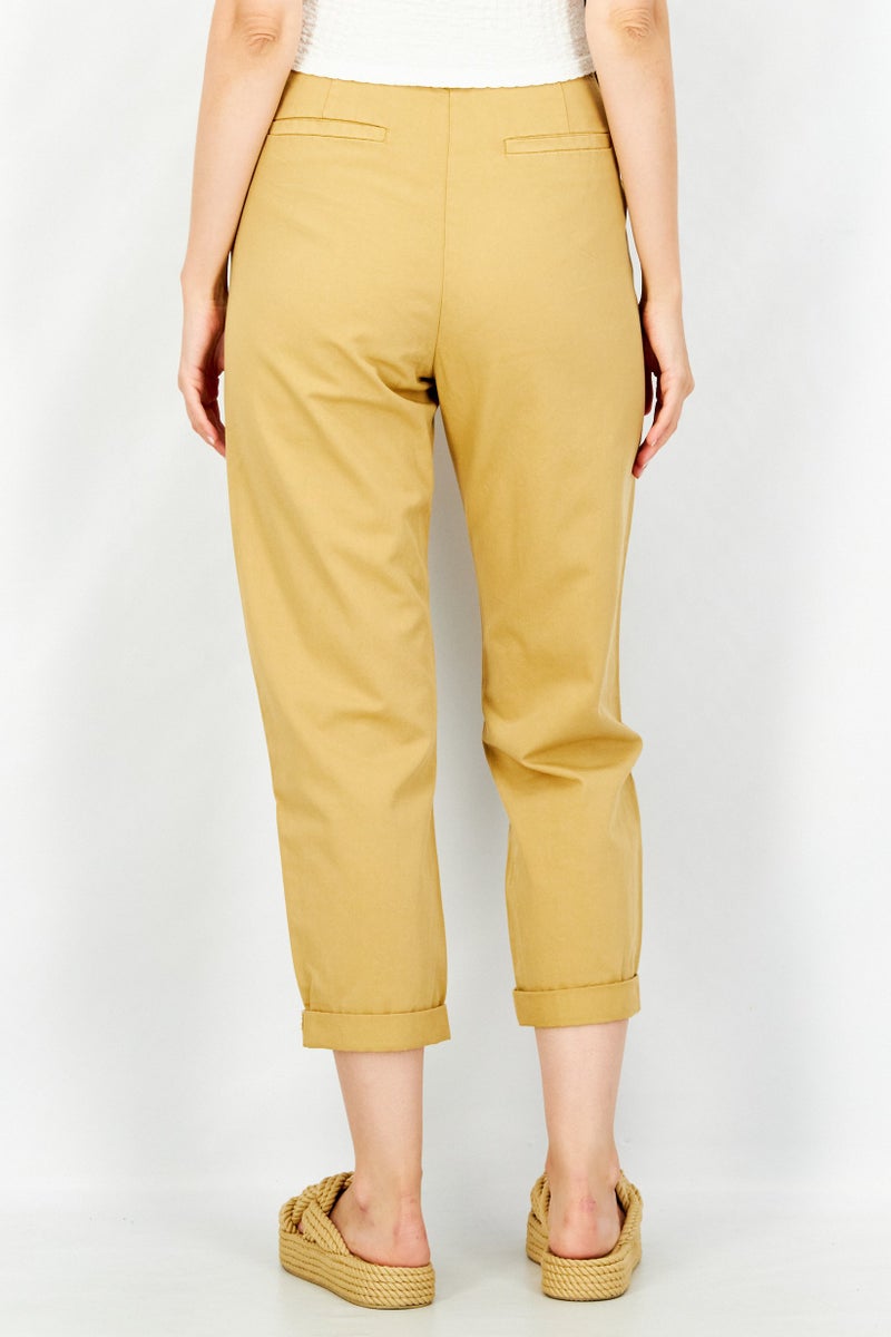 ESPRIT Women Regular Fit High Waist Pants, Brown - Image 3